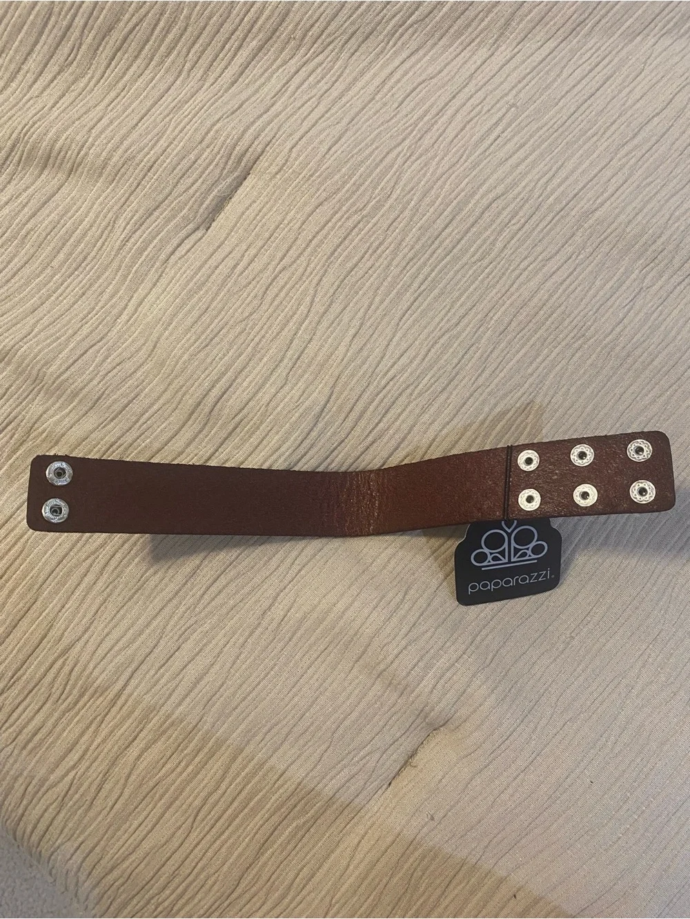 Paparazzi Men's Dark Brown Woven Leather Snap Bracelet